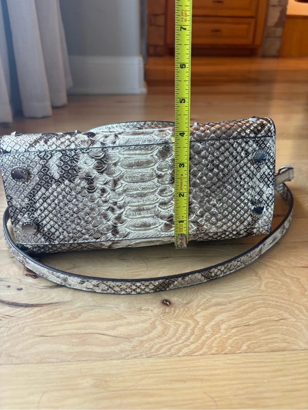 Michael Kors Ellis Large Python-Embossed Leather Satchel Bag